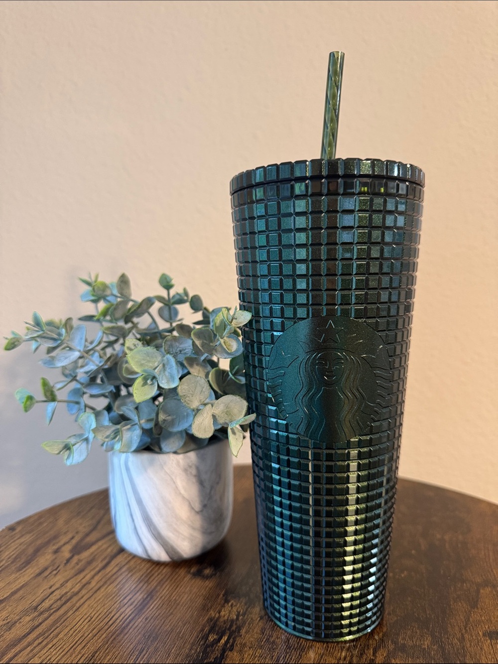 Starbucks 2021 Holiday Green Glitter Grid Tumbler: Venti